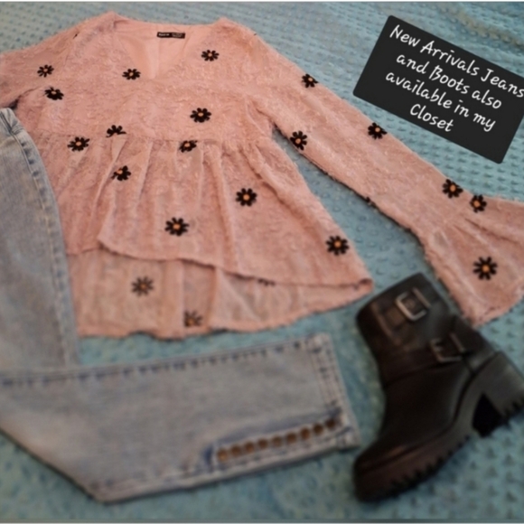 Shein Pink Polyester Blouse with Daisy Flowers. Size Small - Picture 5 of 13